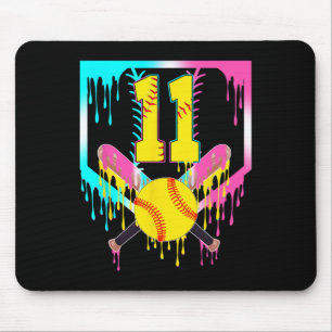 11th Bday Softll Home Plate Drip Ice Cream 11 Year Mouse Pad