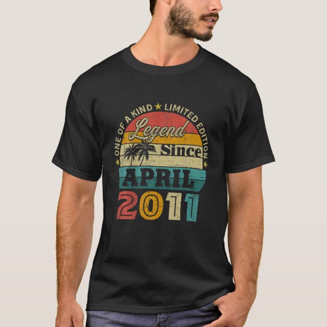 11Th Birthday 11 Years Old Gifts Legend Since Apri T-Shirt (Front)
