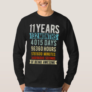 11th Birthday 11 Years Old Vintage Retro 132 Month T-Shirt