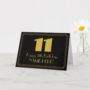 11th Birthday: Art Deco Inspired Look "11" & Name Card
