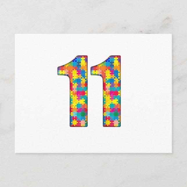 11th Birthday Autism Insert For Boy Girl Postcard (Front)