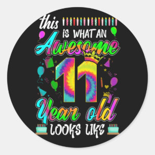 11th Birthday Awesome 11 Year Old Looks Like Classic Round Sticker