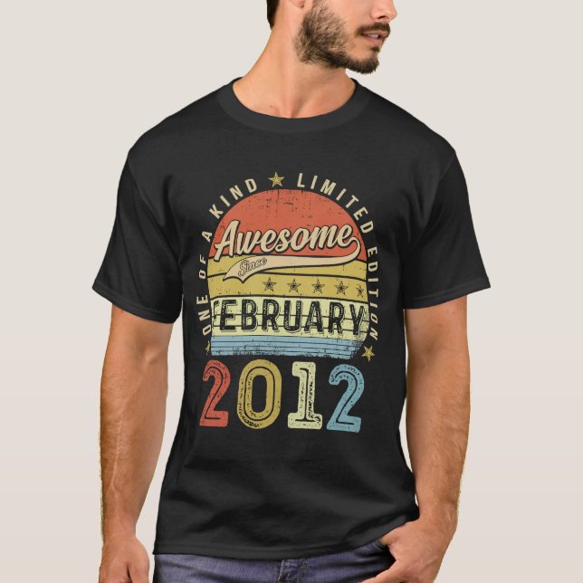 11th Birthday  Awesome Since February 2012 11 Year T-Shirt (Front)