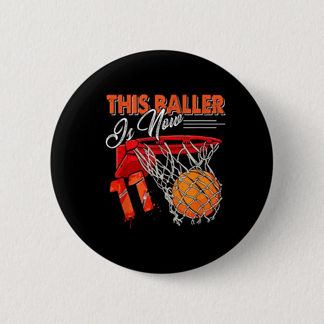 11th Birthday Basball 2 Inch Round Button (Front)