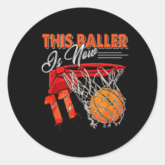 11th Birthday Basball Classic Round Sticker