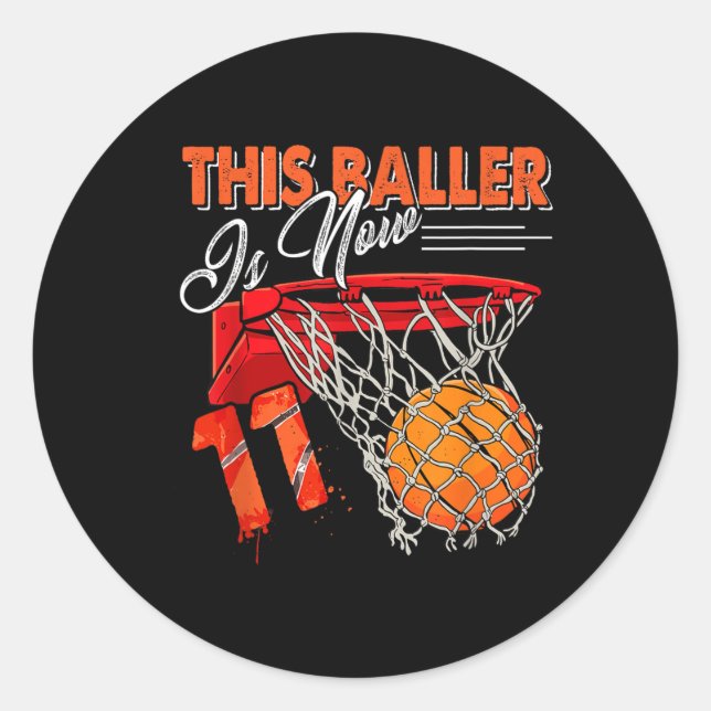 11th Birthday Basball Classic Round Sticker (Front)