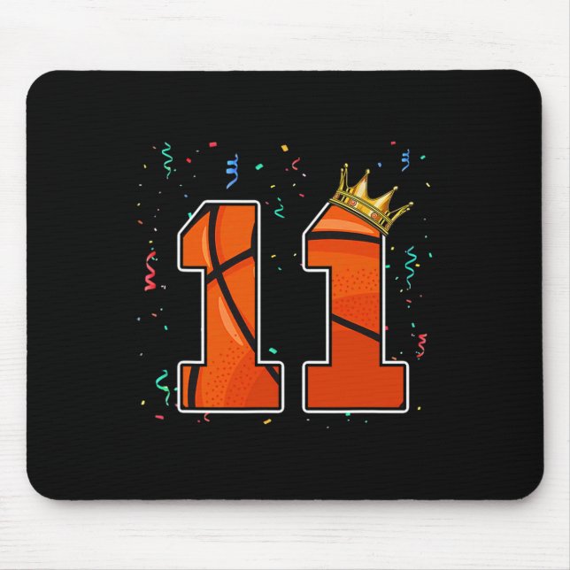 11th Birthday Basketball Big Number 11 Year Old Bo Mouse Pad (Front)