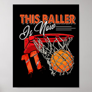 11th Birthday Basketball  Fun 11 Years Old Kids Gi Poster