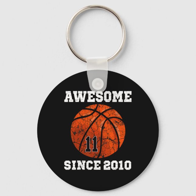 11th Birthday Basketball Lover Gift 11 Years Old V Keychain (Front)