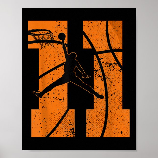 11th Birthday Basketball Party 11 Yr Eleven Years  Poster (Front)