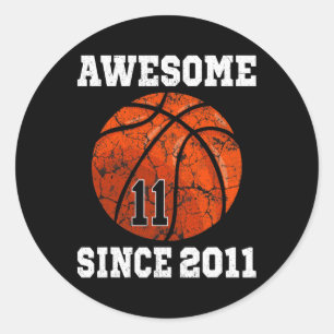 11th Birthday Basketball Player 11 Years Old Vinta Classic Round Sticker
