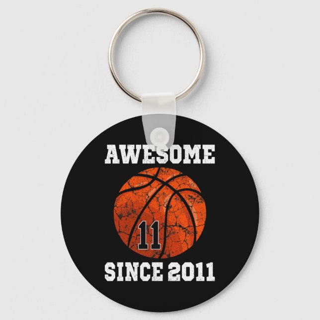 11th Birthday Basketball Player 11 Years Old Vinta Keychain (Front)