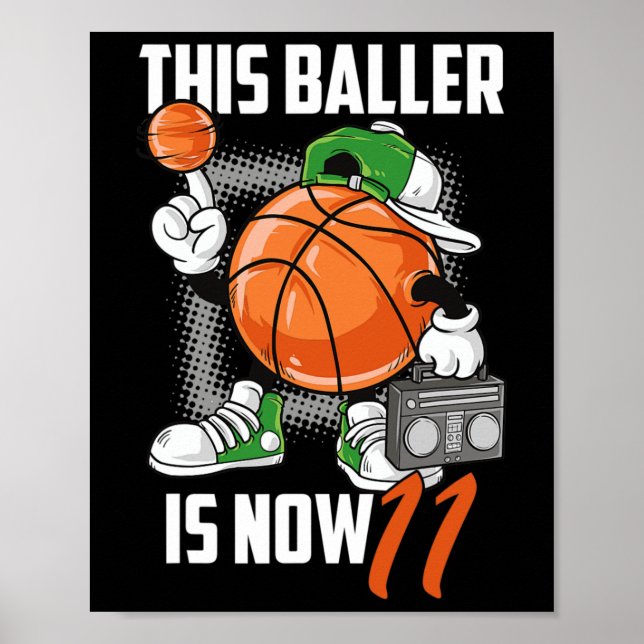 11th Birthday Basketball Player Fun 11 Years Old K Poster (Front)