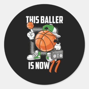 11th Birthday Basketball Player Funny 11 Years Old Classic Round Sticker