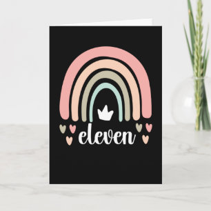 11th Birthday Boho Rainbow Party Kids 11 Years Old Card