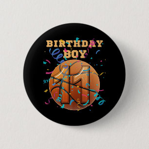 11th Birthday Boy 11 Years Old Basketball Players  2 Inch Round Button