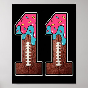 11th Birthday Boy Aamerican Football Ice Cream Poster