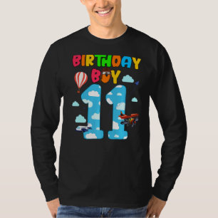 11th Birthday Boy Airplane Pilot 11 Year Old Helic T-Shirt