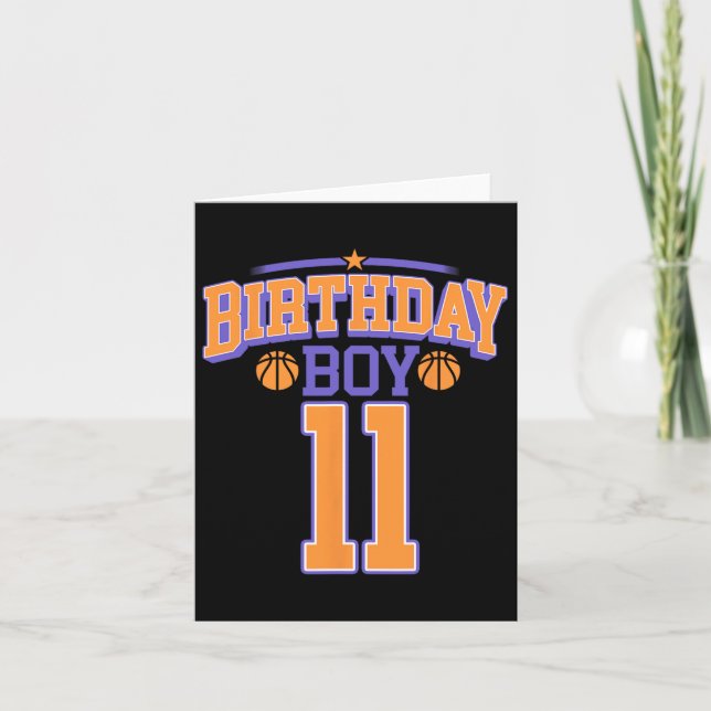 11th Birthday Boy Bysketbyll Lover 11 Years Old Bd Card (Front)