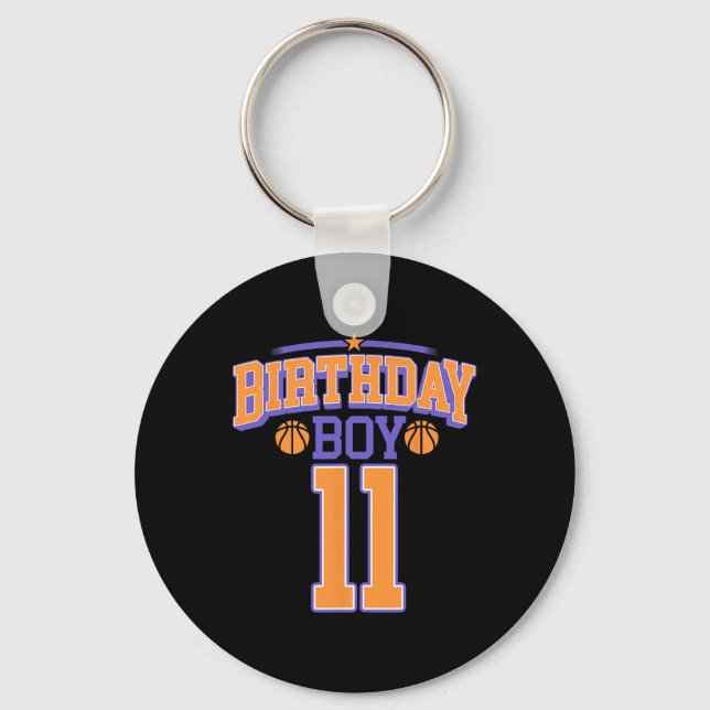 11th Birthday Boy Bysketbyll Lover 11 Years Old Bd Keychain (Front)