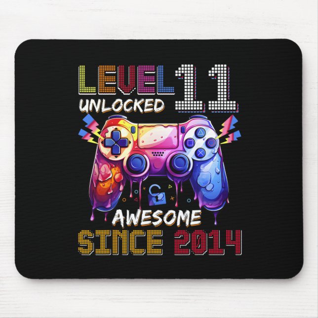 11th Birthday Boy Level 11 Unlocked Awesome Since  Mouse Pad (Front)