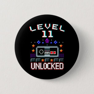 11th Birthday Boy Level 11 Unlocked Funny Video Ga 2 Inch Round Button