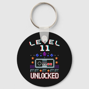 11th Birthday Boy Level 11 Unlocked Funny Video Ga Keychain
