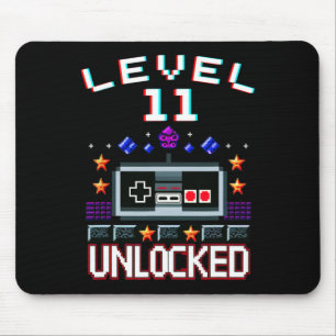 11th Birthday Boy Level 11 Unlocked Funny Video Ga Mouse Pad