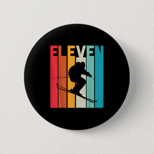 11th Birthday Boy Retro Ski Lover Skier 11 Years O 2 Inch Round Button