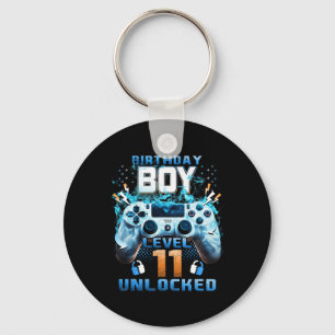 11th Birthday Boys Level 11 Unlocked 11 Years Old  Keychain