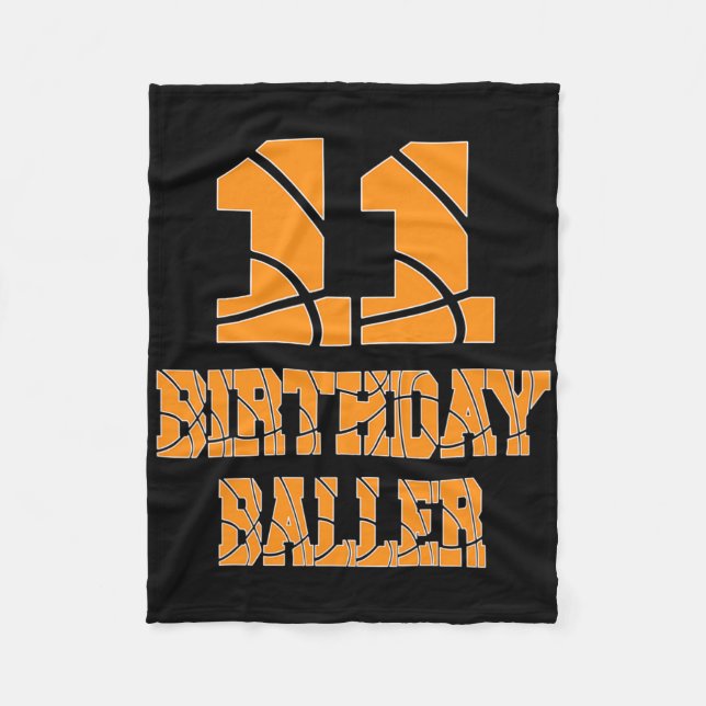 11th Birthday Byller Boy 11 Years Old Bysketbyll T Fleece Blanket (Front)