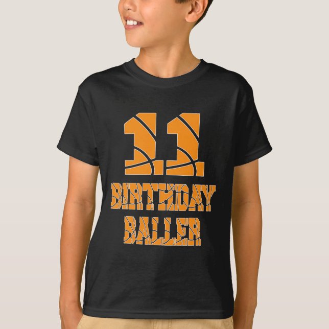 11th Birthday Byller Boy 11 Years Old Bysketbyll T T-Shirt (Front)