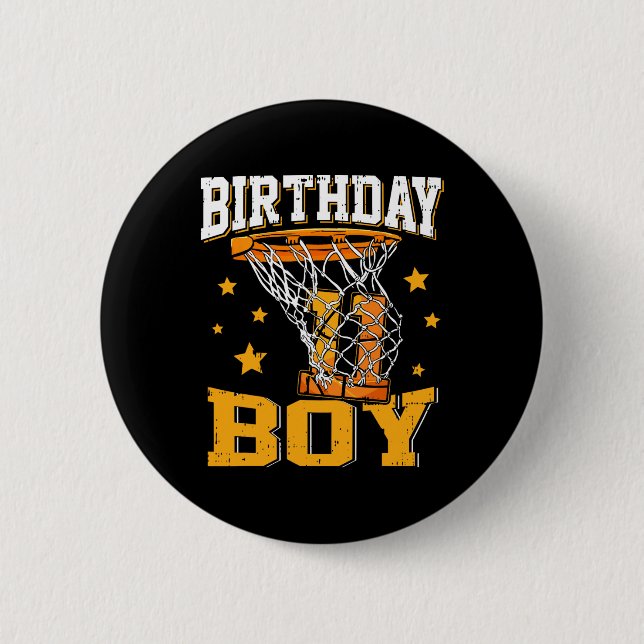 11th Birthday Bysketbyll Boy 11 Year Old Bysketbyl 2 Inch Round Button (Front)