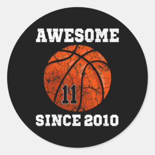 11th Birthday Bysketbyll Lover Gift 11 Years Old V Classic Round Sticker