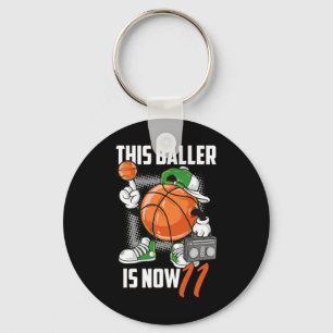 11th Birthday Bysketbyll Player Fun 11 Years Old K Keychain