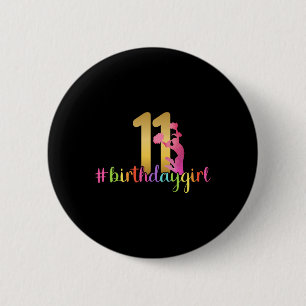11th Birthday Cheerleader Cheerleading 11 Year Old 2 Inch Round Button