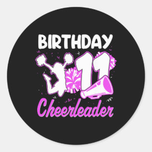 11th Birthday Cheerleader Girl 11 Years Old Cheerl Classic Round Sticker