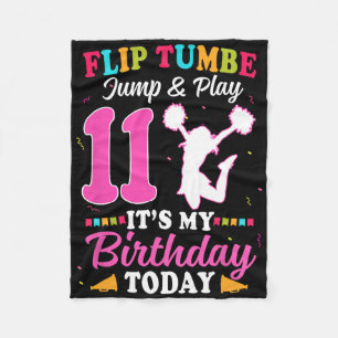 11th Birthday Cheerleading Girl 11 Year Old Cheerl Fleece Blanket