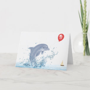 11th Birthday Dolphin With Red Balloon Card