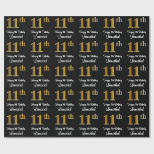 11th Birthday: Elegant Luxurious Faux Gold Look # Wrapping Paper