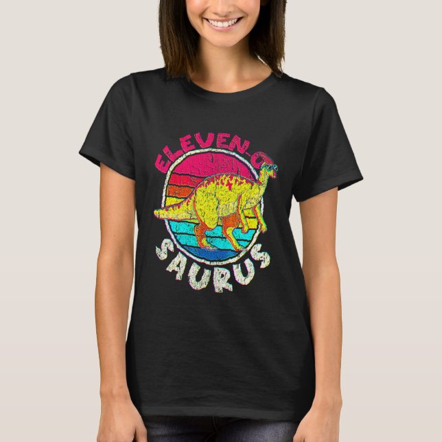 11th Birthday Eleven O Parasaurolophus Family Matc T-Shirt (Front)