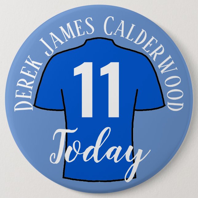 11th Birthday Football Badge to Personalise Button (Front)