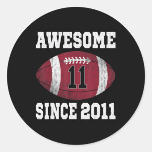 11th Birthday Football Player 11 Years Old Vintage Classic Round Sticker