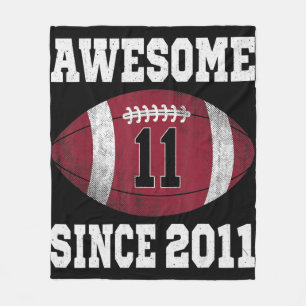 11th Birthday Football Player 11 Years Old Vintage Fleece Blanket