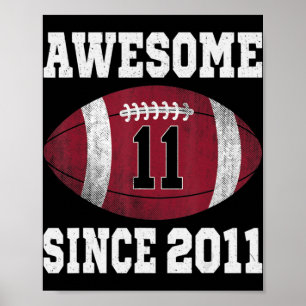 11th Birthday Football Player 11 Years Old Vintage Poster