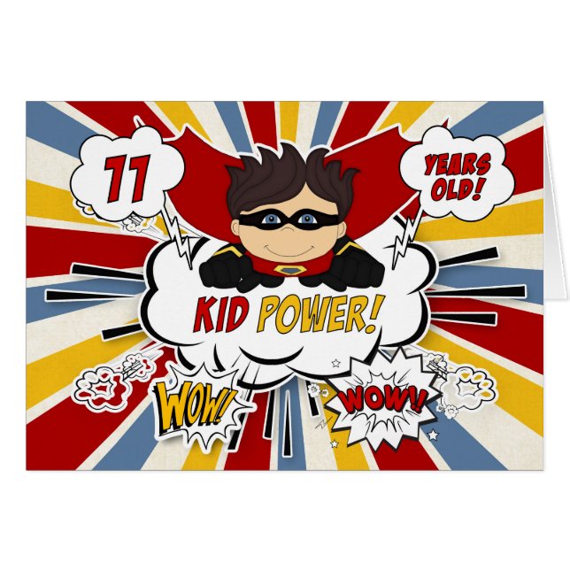 11th Birthday for Boys Super Kid Red Comic Book (Front Horizontal)