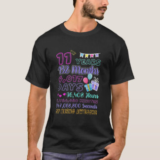11th Birthday For Girls 11 Years Old Being Awesome T-Shirt
