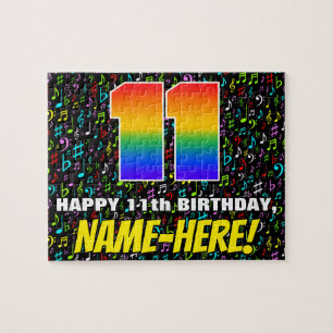 11th Birthday — Fun, Colourful Music Symbols & “11 Jigsaw Puzzle