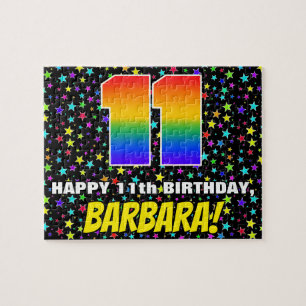 11th Birthday — Fun, Colourful Star Field Pattern Jigsaw Puzzle