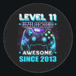 11th Birthday Gamer 11 Year Old Funny Bday Boy Ele Classic Round Sticker<br><div class="desc">11th Birthday Gamer 11 Year Old Funny Bday Boy Eleven Son 1</div>